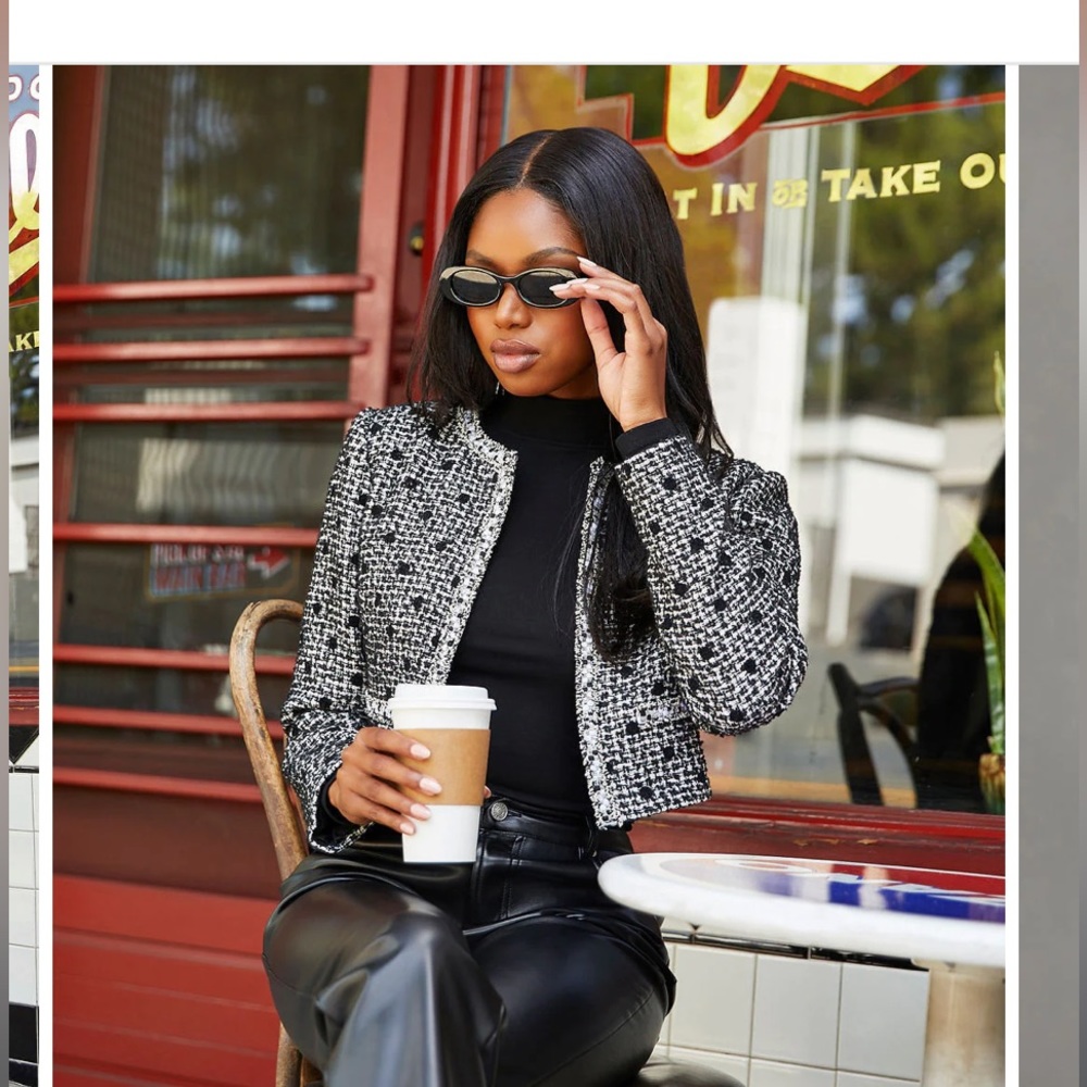 NWT VICI  TWEED POLKA DOT JACKET - BLACK - Picture 3 of 7